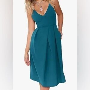 Elegant Sea Green Halter Dress